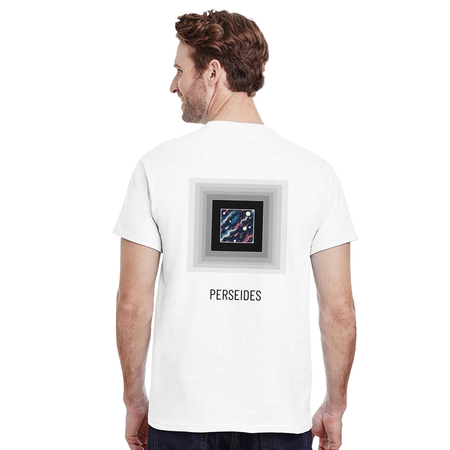 tshirt perséides blanc motif infini porté de dos