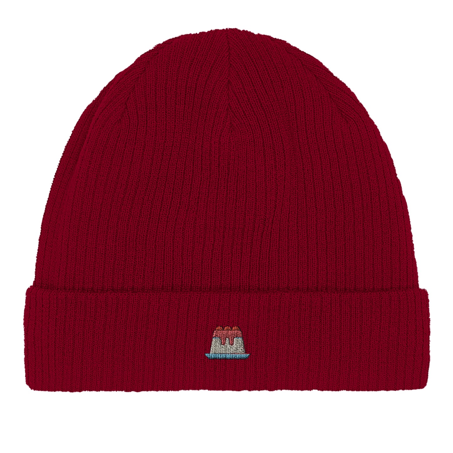 Bonnet pour l'hiver couleur rouge Perseides pour l'hiver avec motif au centre en forme de gateau 